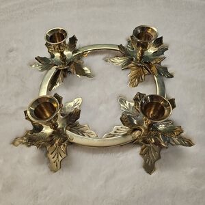 Elegant Hosley Solid Brass Candle Holder with Leaf Design
